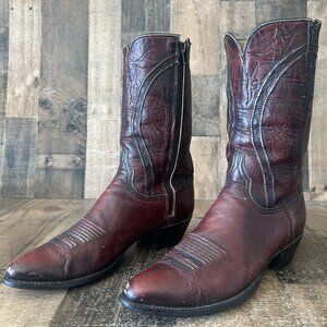 Lucchese Classics L670924 Black Cherry Custom Side Zip Cowboy Boots Mens 12 D